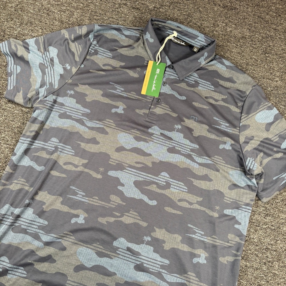 TravisMathew Polo Shirt Mens 3XL Blue Nights Beachside Stealth Camo 1MY588 NWT